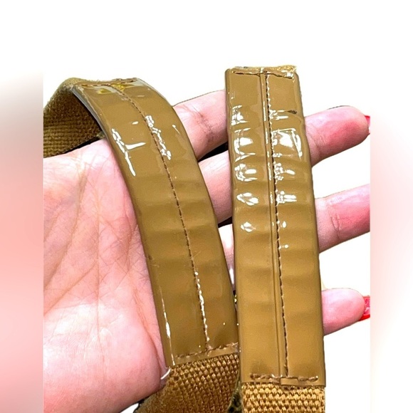 Tory Burch Women’s Snakeskin Canvas & Caramel Patent Leather Shoulder Tote - Picture 6 of 15